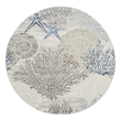 Nourison Pompeii 8' x Round Ivory Gray Blue Fabric Nautical & Beach Area Rug