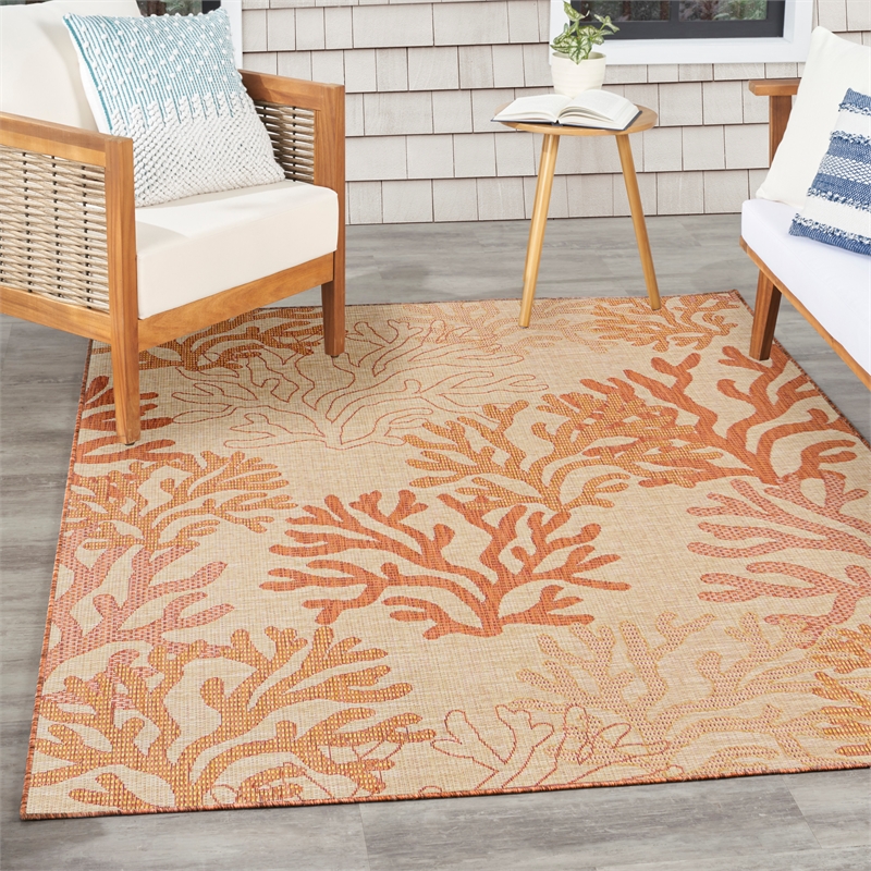 Nourison Home Garden Oasis 6' x 9' Fabric Coral Area Rug