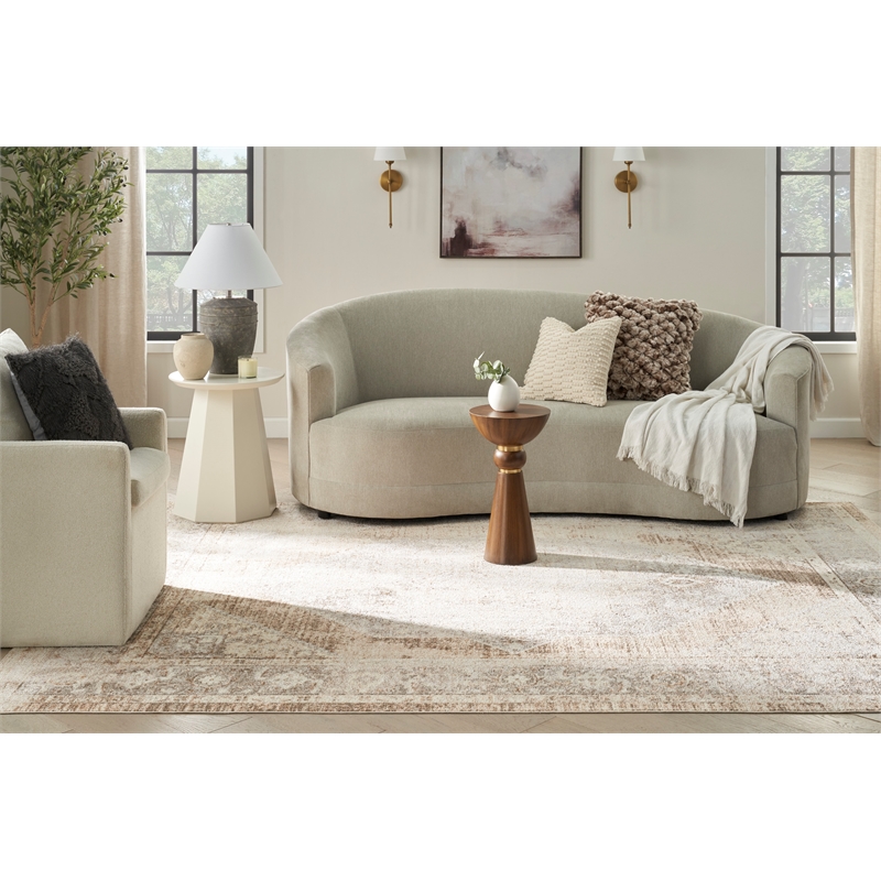 Nourison Home Astra Machine Washable 7' x 9' Fabric Beige Area Rug