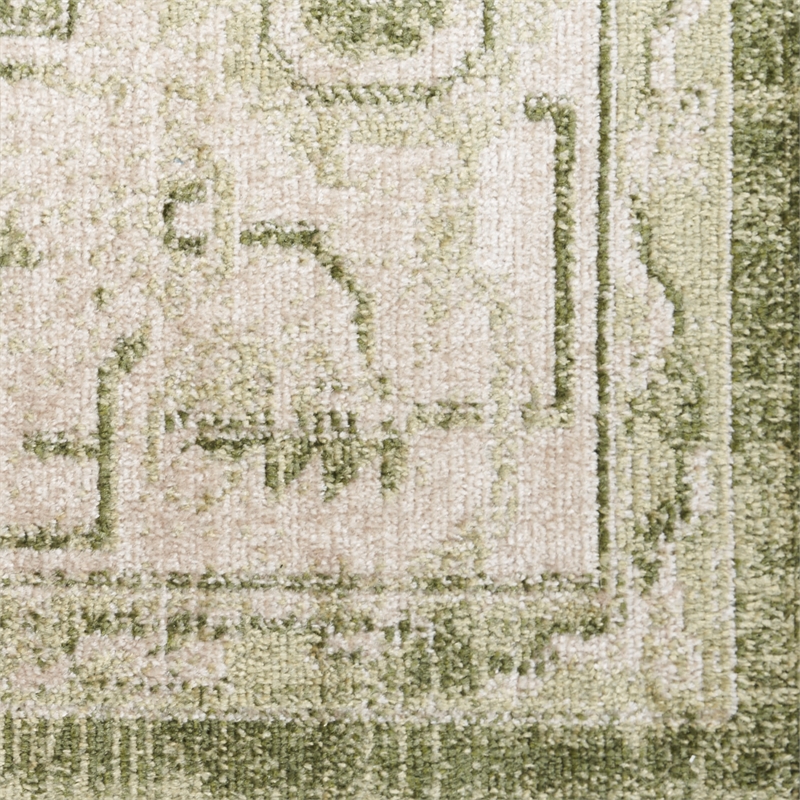 Nourison Home Astra Machine Washable 7' x 9' Fabric Ivory Green Area Rug