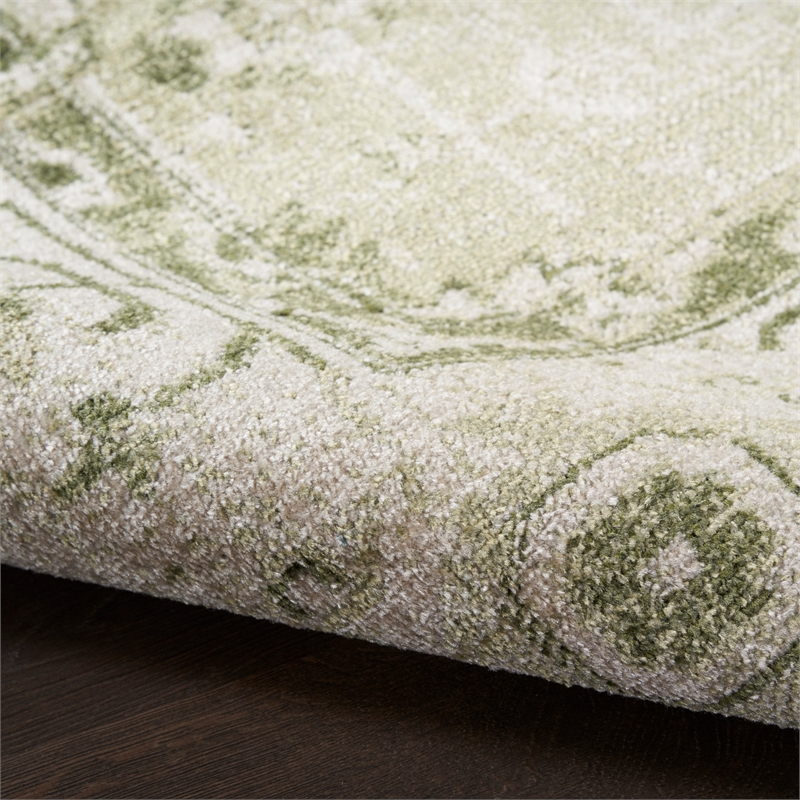 Nourison Home Astra Machine Washable 7' x 9' Fabric Ivory Green Area Rug