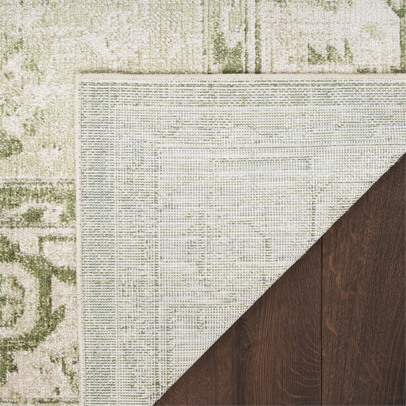 Nourison Home Astra Machine Washable 7' x 9' Fabric Ivory Green Area Rug