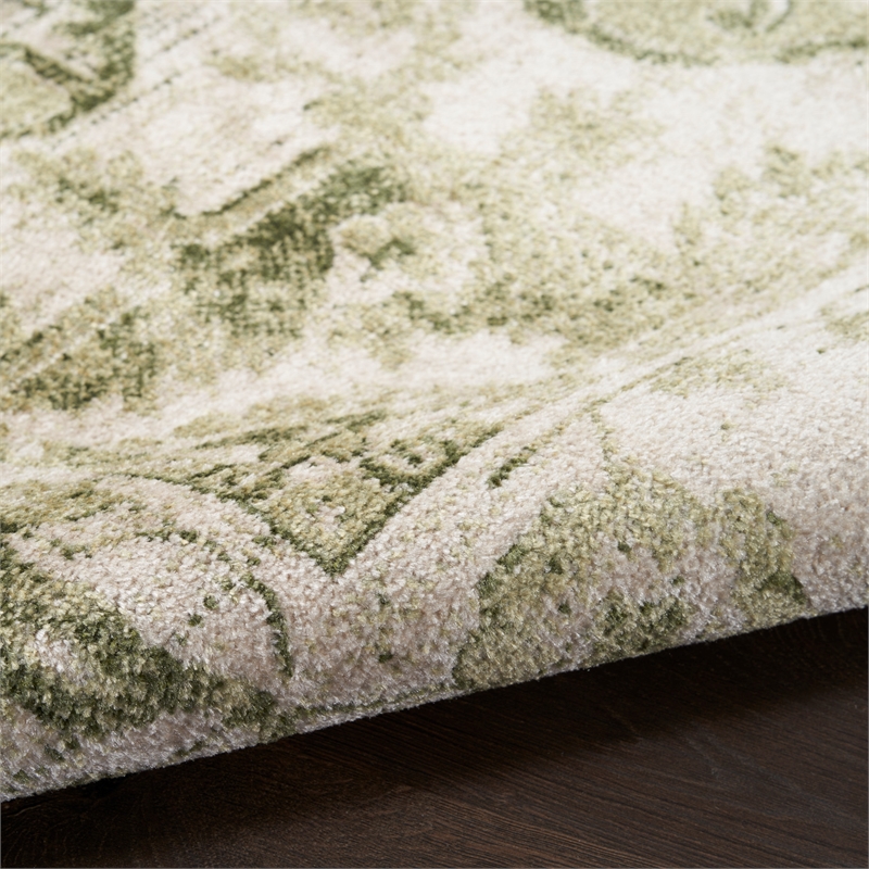 Nourison Home Astra Machine Washable 7' x 9' Fabric Ivory Green Area Rug