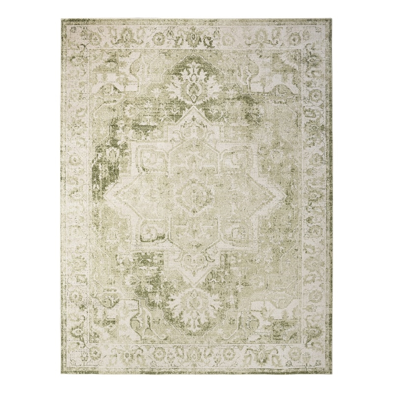 Nourison Home Astra Machine Washable 7' x 9' Fabric Ivory Green Area Rug