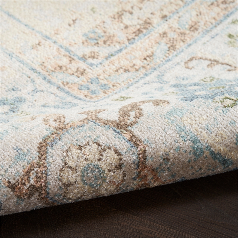 Nourison Home Astra Machine Washable 7' x 9' Fabric Ivory Blue Area Rug