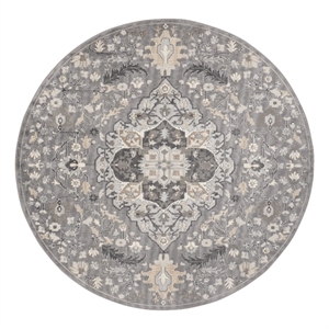 Nourison Home Elation 5' x Round Fabric Grey Area Rug
