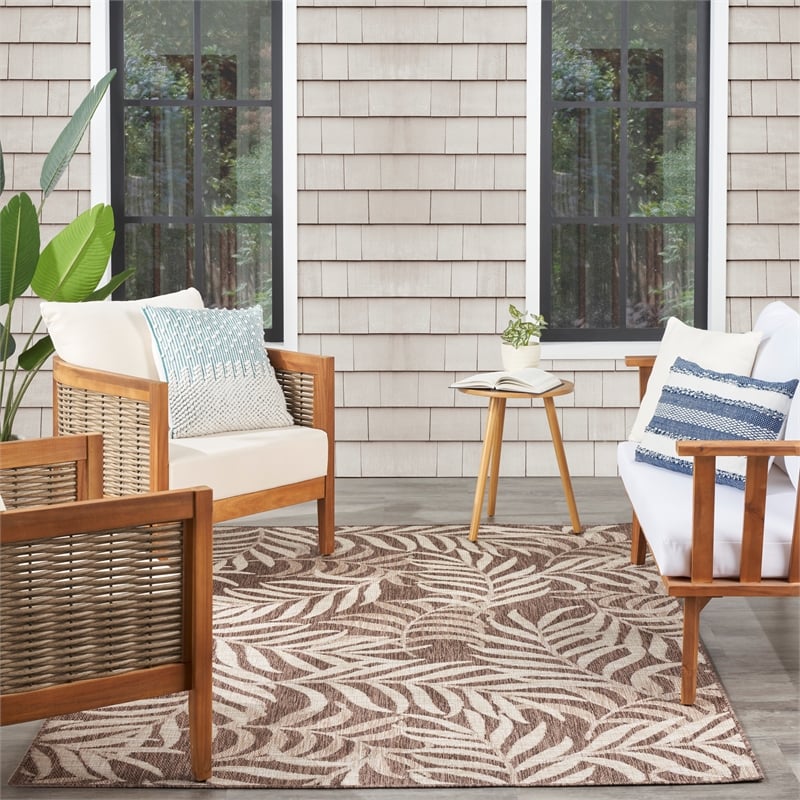 Nourison Home Garden Oasis 5' x 7' Fabric Mocha Area Rug