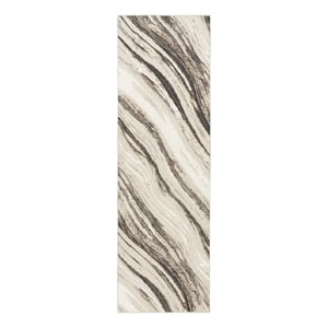 Nourison Home Eco-Friendly 8' Runner Fabric Beige Grey Area Rug