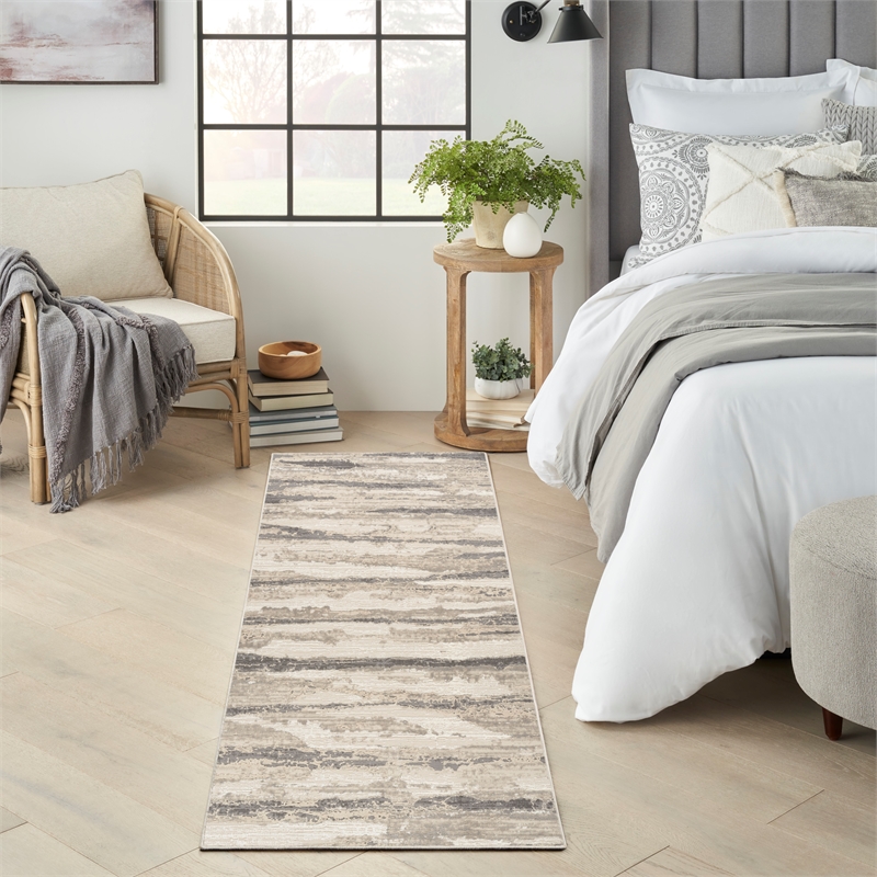 Nourison Home Eco-Friendly 8' Runner Fabric Ivory Multicolor Area Rug