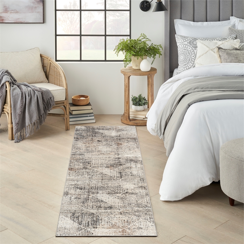 Nourison Home Eco-Friendly 8' Runner Fabric Ivory Multicolor Area Rug