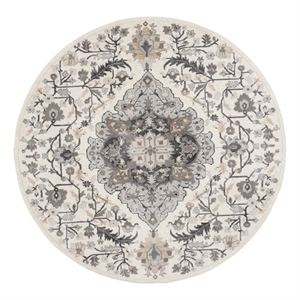 Nourison Home Elation 8' x Round Fabric Ivory Grey Area Rug