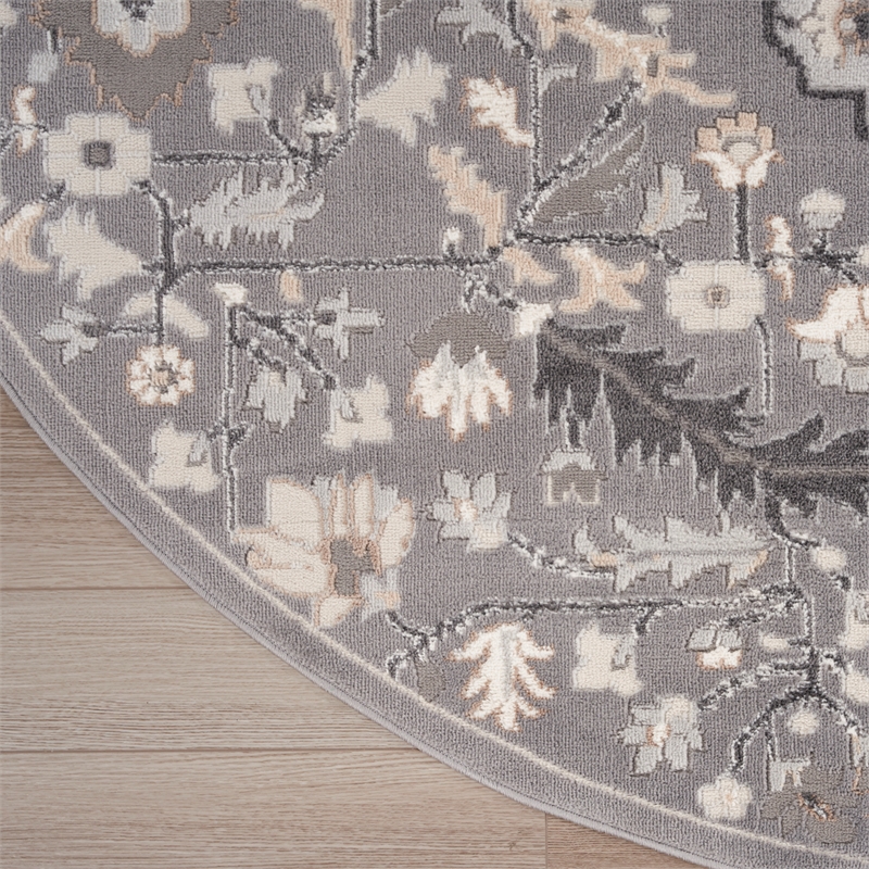 Nourison Home Elation 8' x Round Fabric Grey Area Rug