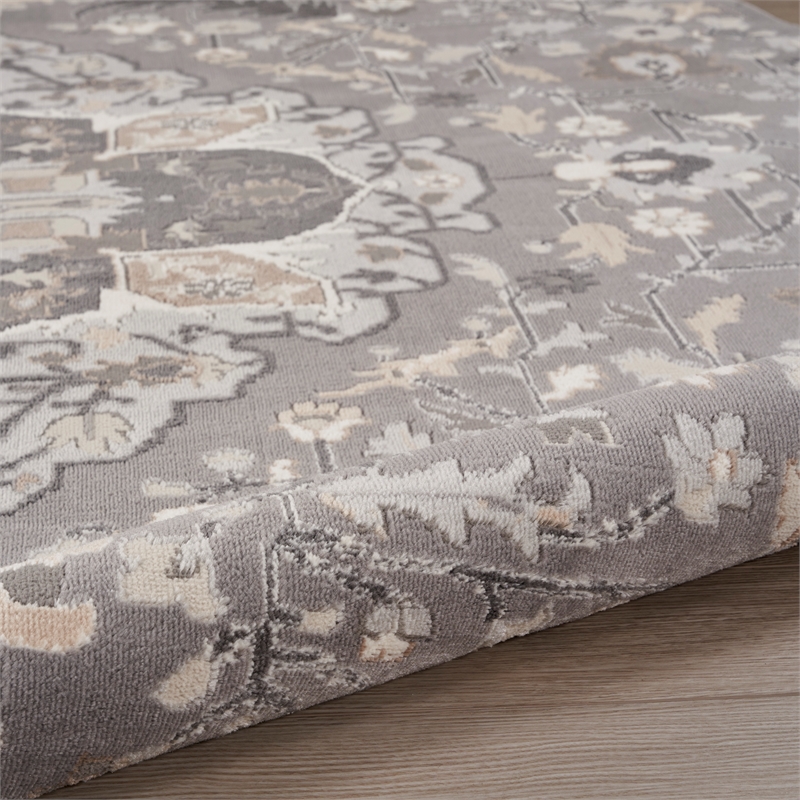Nourison Home Elation 8' x Round Fabric Grey Area Rug