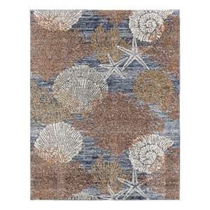 Nourison Pompeii 8' x 10' Blue Multicolor Fabric Nautical & Beach Area Rug