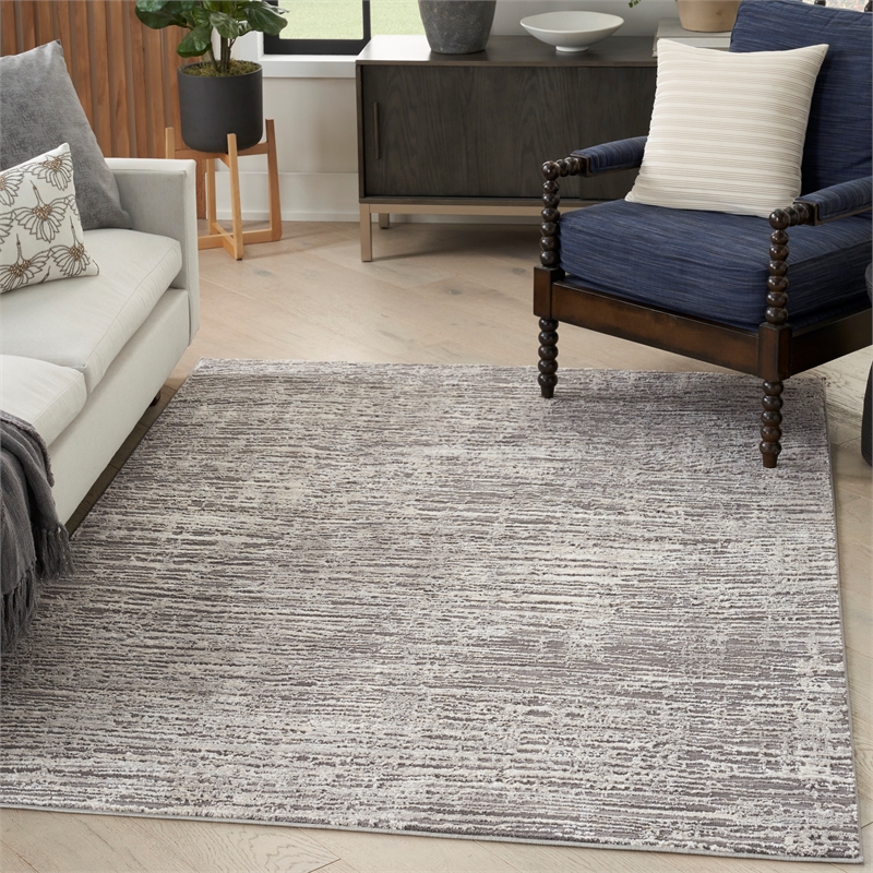 Nourison Home Eco-Friendly 6' x 9' Fabric Ivory Grey Area Rug