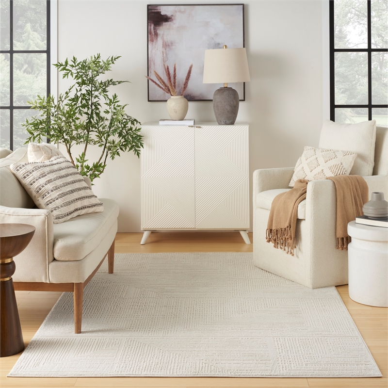 Nourison Home Eco-Friendly 6' x 9' Fabric Ivory Area Rug