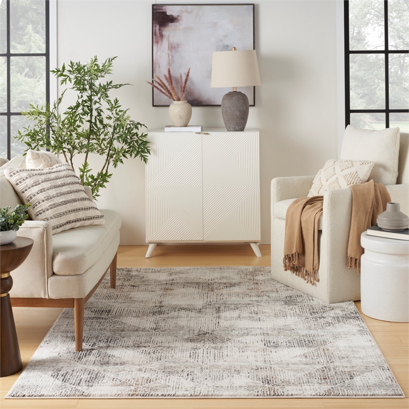 Nourison Home Eco-Friendly 5' x 7' Fabric Ivory Multicolor Area Rug