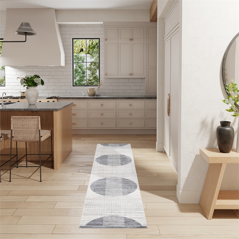 Nourison Home Astra Machine Washable 6' Runner Fabric Ivory Blue Area Rug