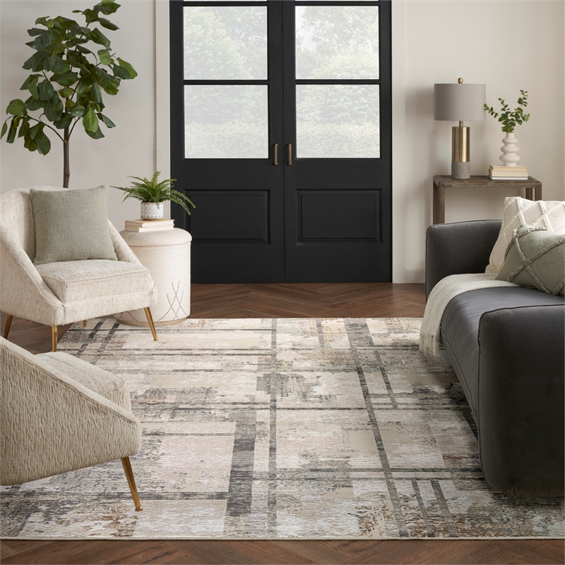 Nourison Home Eco-Friendly 9' x 12' Fabric Ivory Multicolor Area Rug
