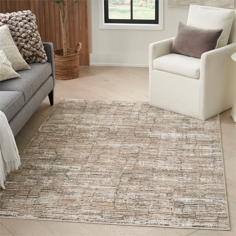 Nourison Home Eco-Friendly 5' x 7' Fabric Ivory Mocha Area Rug