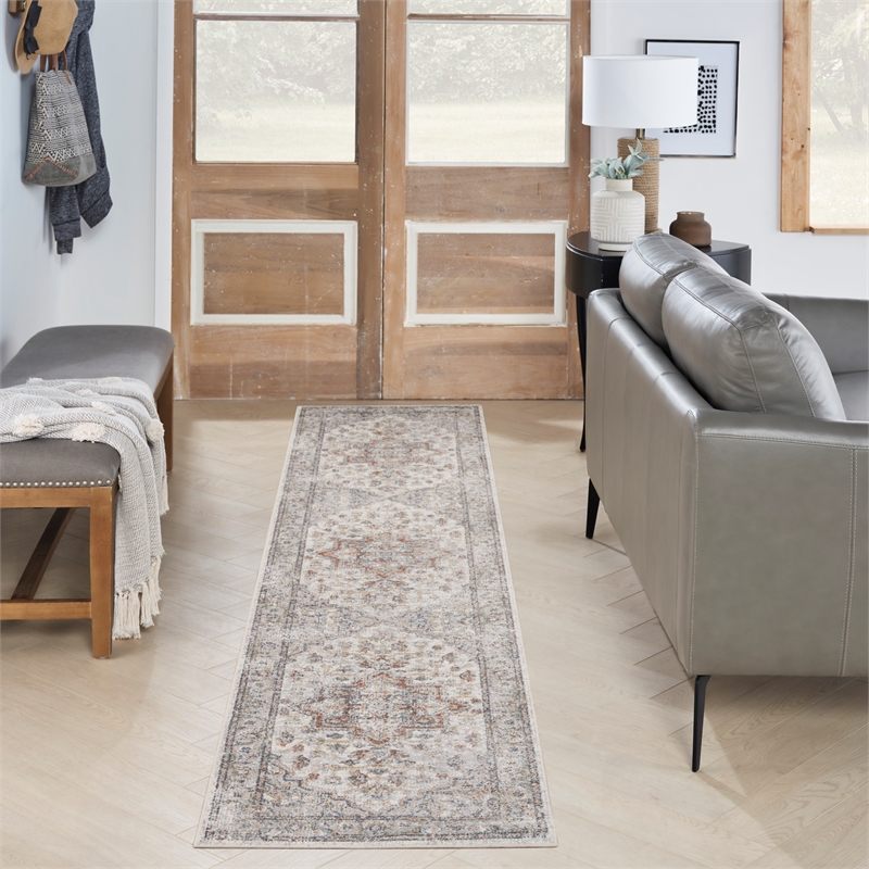 Nourison Home Astra Machine Washable 6' Runner Fabric Grey Multicolor Area Rug