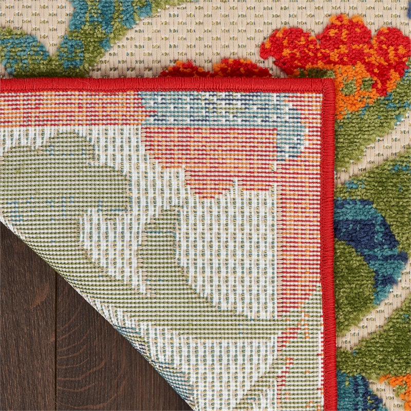 Nourison Aloha 10' x 14' Red Multicolor Fabric Farmhouse Area Rug (10' x 14')