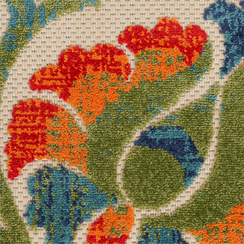Nourison Aloha 12' x 15' Red Multicolor Fabric Farmhouse Area Rug (12' x 15')