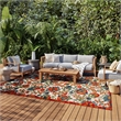 Nourison Aloha 12' x 15' Red Multicolor Fabric Farmhouse Area Rug (12' x 15')