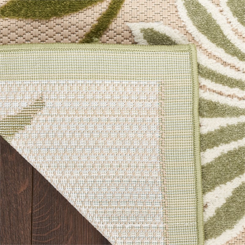 Nourison Aloha 9' x 12' Ivory Green Fabric Outdoor Area Rug (9' x 12')