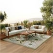Nourison Aloha 9' x 12' Ivory Green Fabric Outdoor Area Rug (9' x 12')