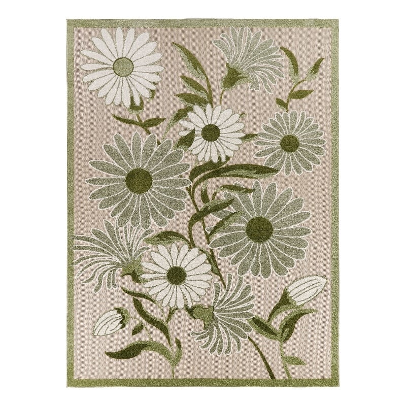 Nourison Aloha 9' x 12' Ivory Green Fabric Outdoor Area Rug (9' x 12')