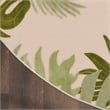 Nourison Home Aloha 5' x Round Fabric Ivory Green Area Rug