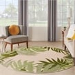 Nourison Home Aloha 5' x Round Fabric Ivory Green Area Rug