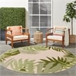 Nourison Home Aloha 5' x Round Fabric Ivory Green Area Rug