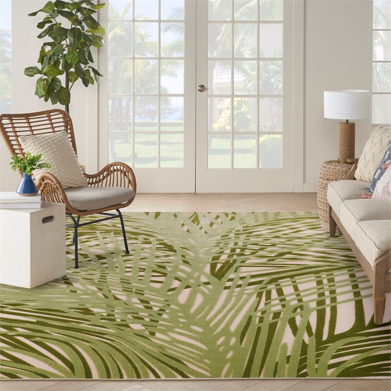 Nourison Home Aloha 12' x 15' Fabric Ivory Green Area Rug