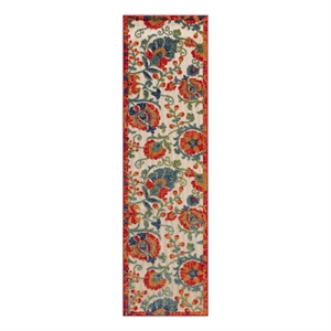 Nourison Aloha 6' Runner Red Multicolor Fabric Farmhouse Area Rug (6' Runner)