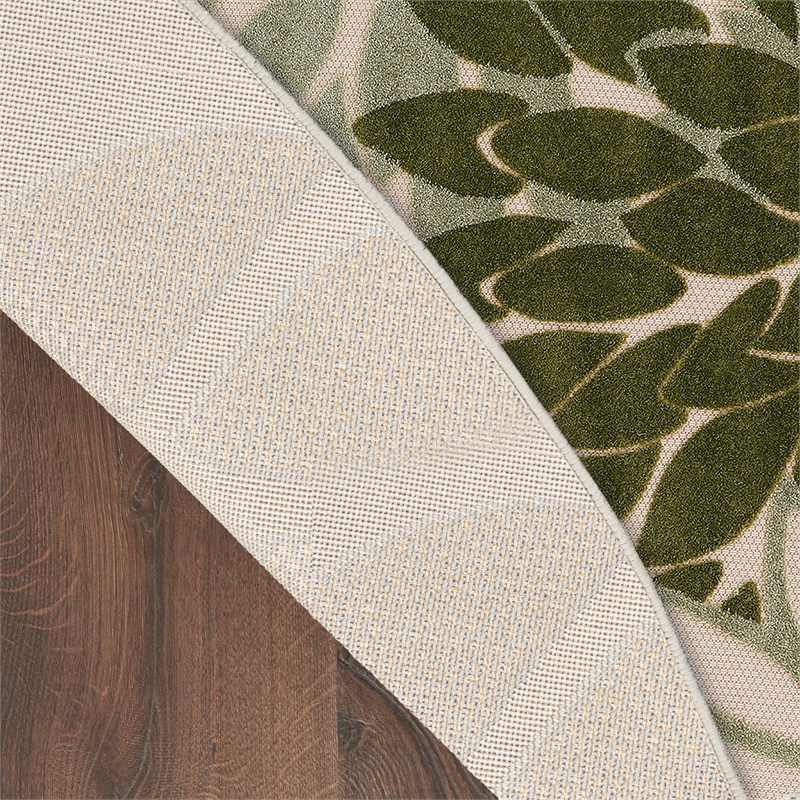 Nourison Aloha 8' x Round Ivory Green Fabric Tropical Area Rug (8' Round)