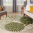 Nourison Aloha 8' x Round Ivory Green Fabric Tropical Area Rug (8' Round)