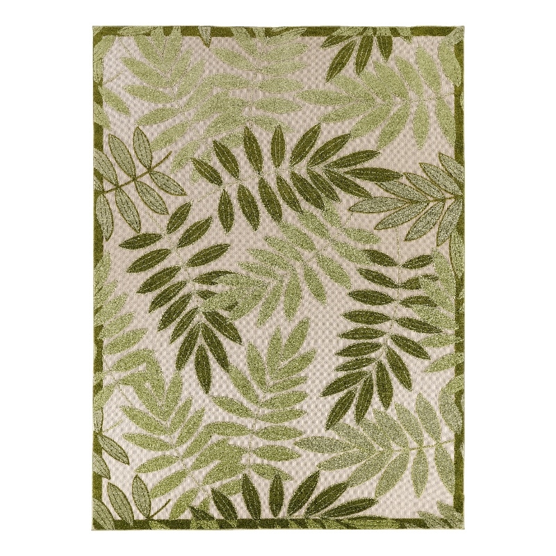 Nourison Aloha 9' x 12' Ivory Green Fabric Outdoor Area Rug (9' x 12')