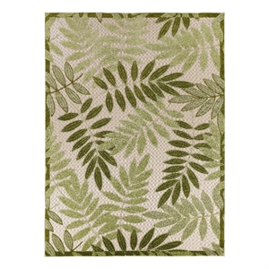 Nourison Aloha 9' x 12' Ivory Green Fabric Outdoor Area Rug (9' x 12')