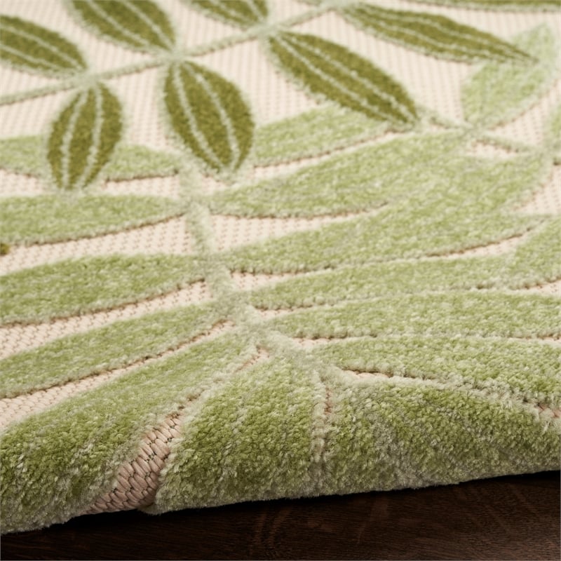 Nourison Aloha 10' x 14' Ivory Green Fabric Outdoor Area Rug (10' x 14')