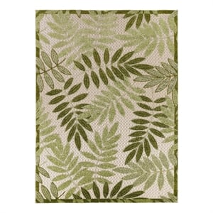 Nourison Aloha 10' x 14' Ivory Green Fabric Outdoor Area Rug (10' x 14')