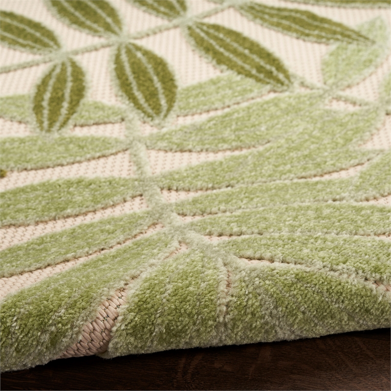 Nourison Aloha 12' x 15' Ivory Green Fabric Outdoor Area Rug (12' x 15')