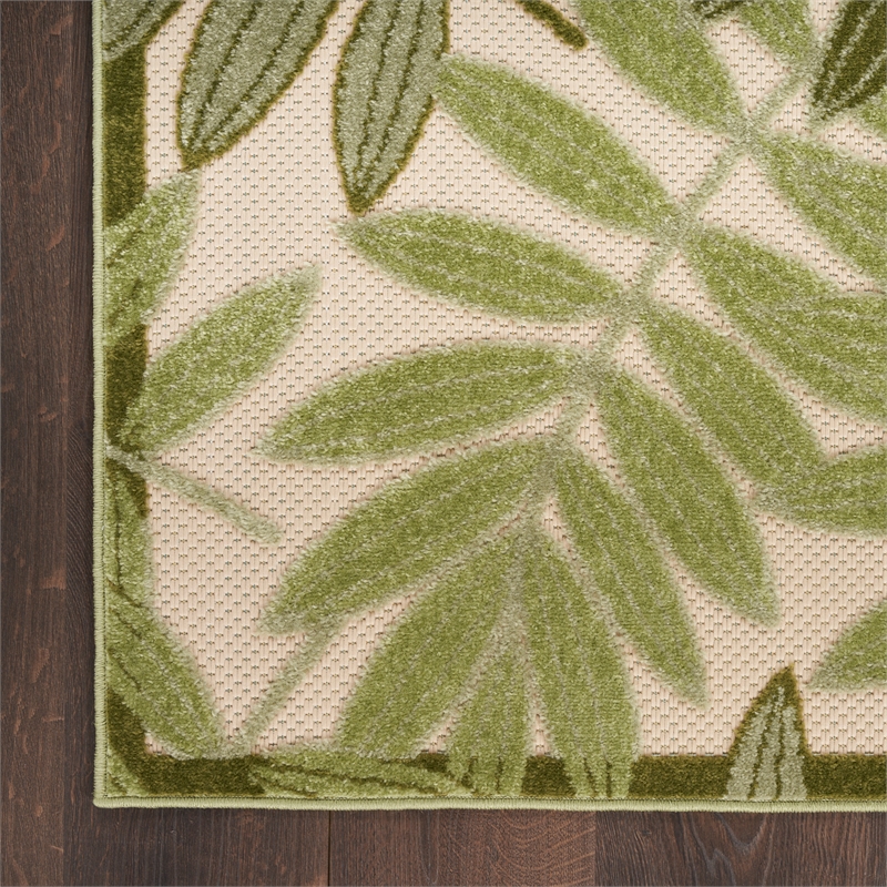 Nourison Aloha 12' x 15' Ivory Green Fabric Outdoor Area Rug (12' x 15')