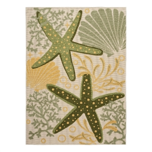 Nourison Aloha 4' x 6' Green Yellow Fabric Outdoor Area Rug (4' x 6')