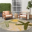 Nourison Aloha 5' x Round Green Yellow Fabric Outdoor Area Rug (5' Round)