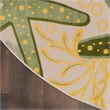 Nourison Aloha 8' x Round Green Yellow Fabric Outdoor Area Rug (8' Round)