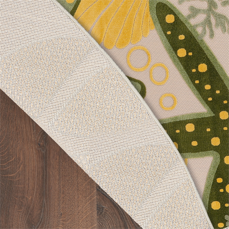 Nourison Aloha 8' x Round Green Yellow Fabric Outdoor Area Rug (8' Round)