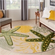 Nourison Aloha 8' x Round Green Yellow Fabric Outdoor Area Rug (8' Round)