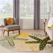 Nourison Aloha 8' x Round Green Yellow Fabric Outdoor Area Rug (8' Round)
